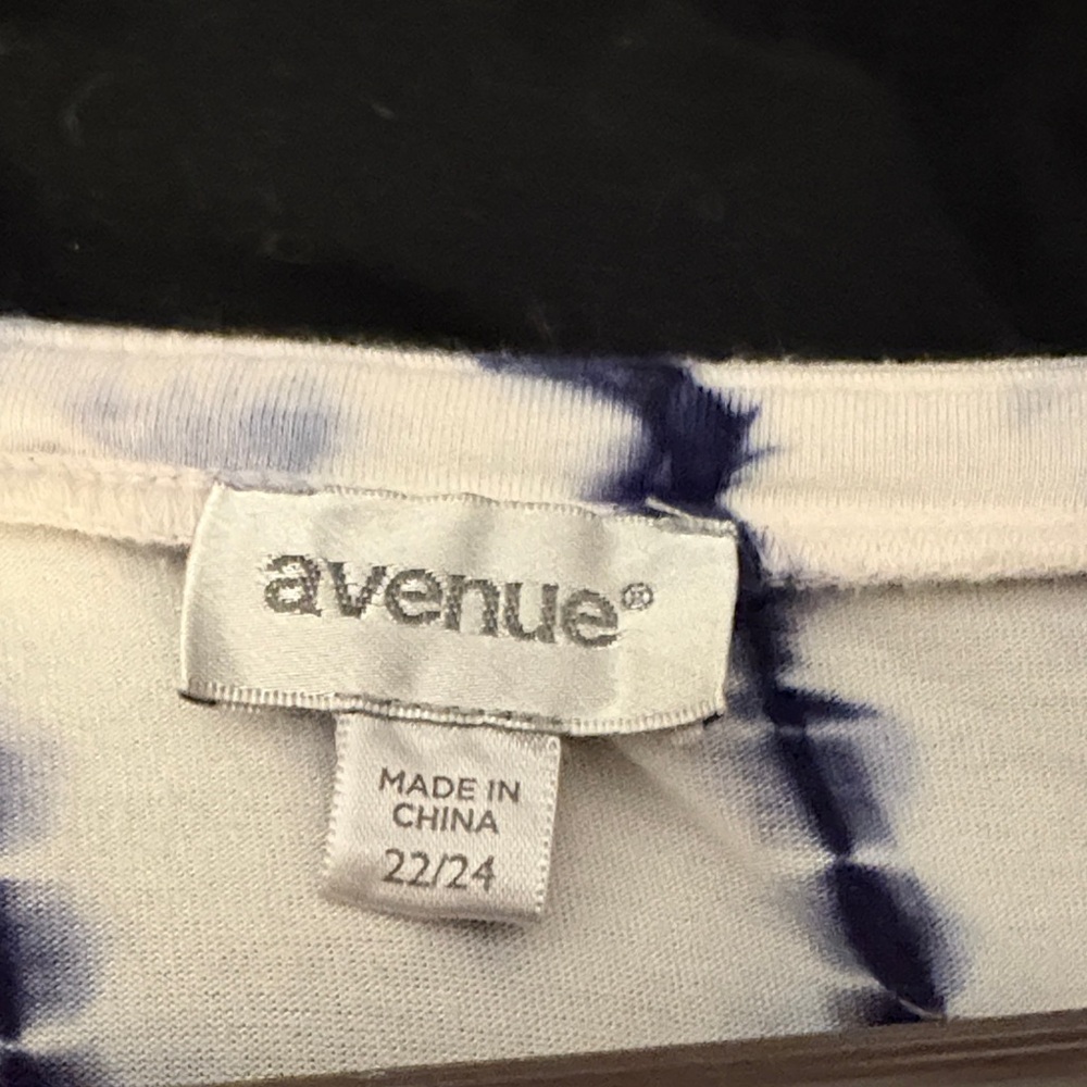 Avenue Blue and White Tie-Dye Top